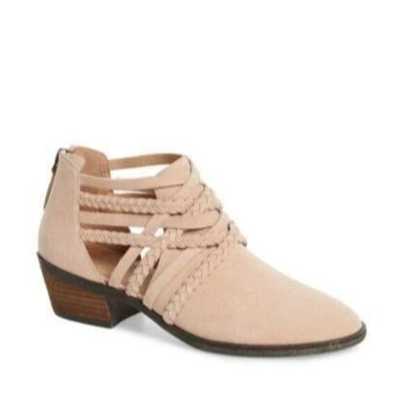 Caslon Womens Shooties Pink 7 Liam Braided Strap Pink Suede Ankle Booties - Picture 1 of 9